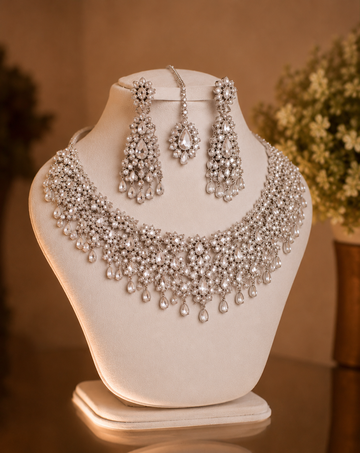 Majestic Swarovski Diamond Zirconia Bridal Jewellery Set