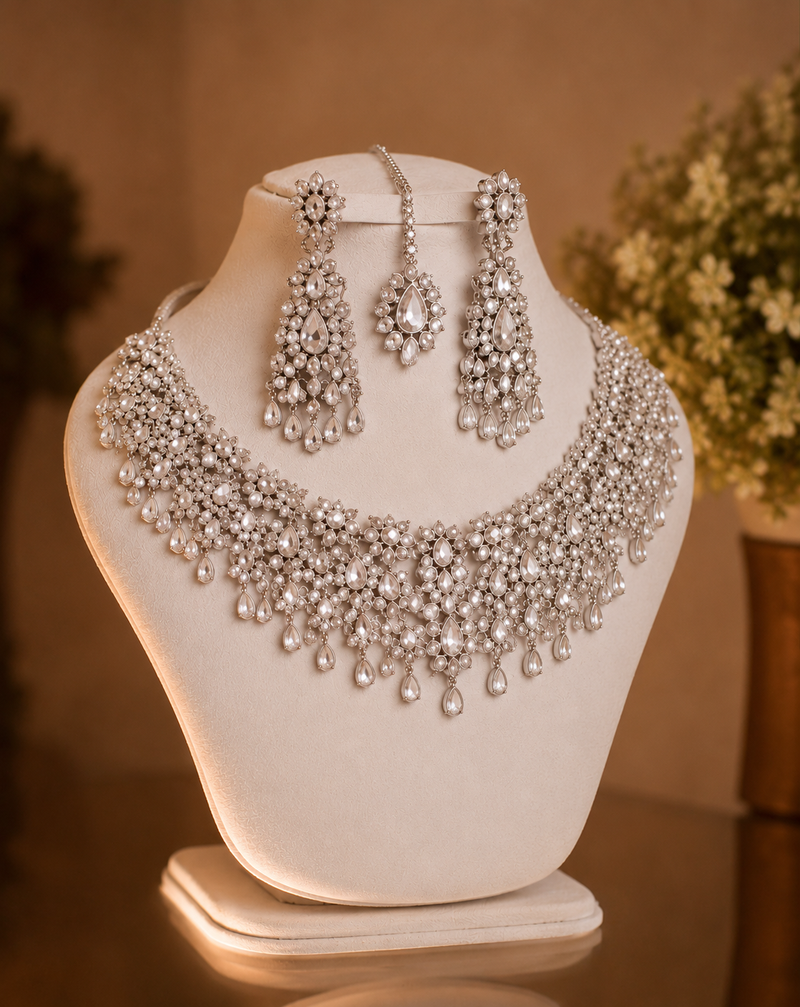 Majestic Swarovski Diamond Zirconia Bridal Jewellery Set