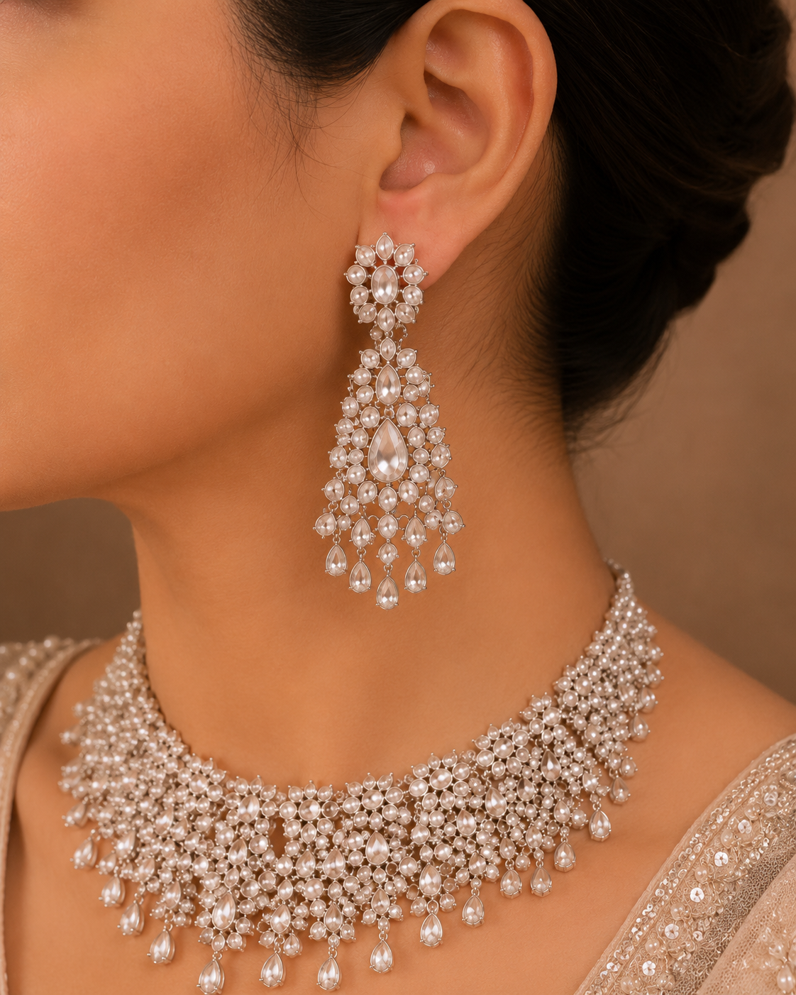 Majestic Swarovski Diamond Zirconia Bridal Jewellery Set